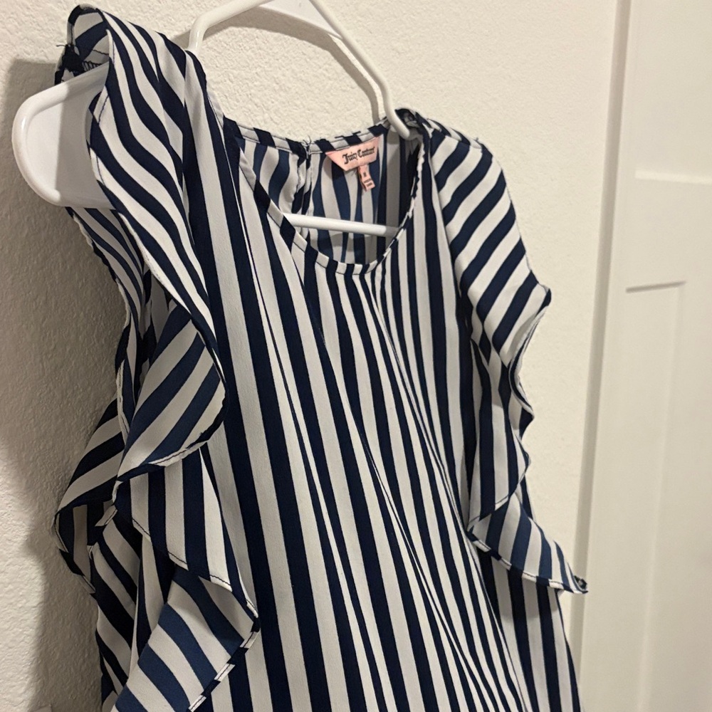 Juicy Couture Navy and White Striped Blouse - Picture 4 of 5